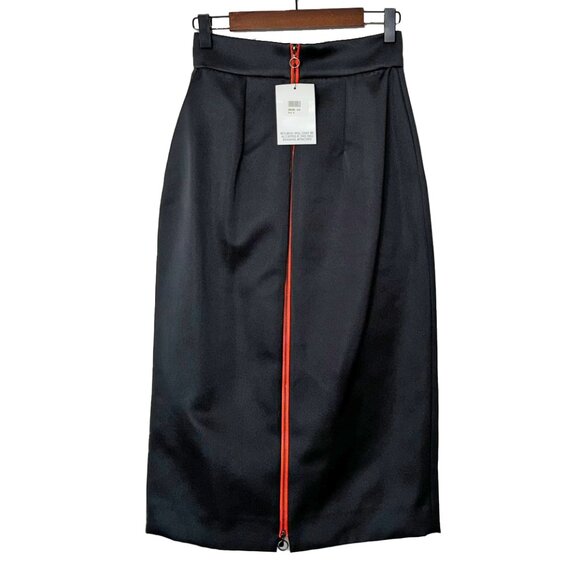 Roksanda Black Balmont Ponte-Backed Satin Midi Skirt - Size 2 - New with Tags - Picture 3 of 6